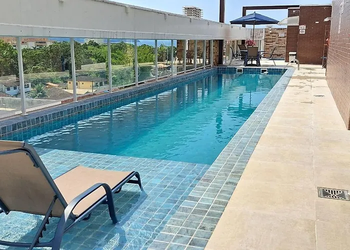 #208.Apto novo, 300 metros da praia, com piscina